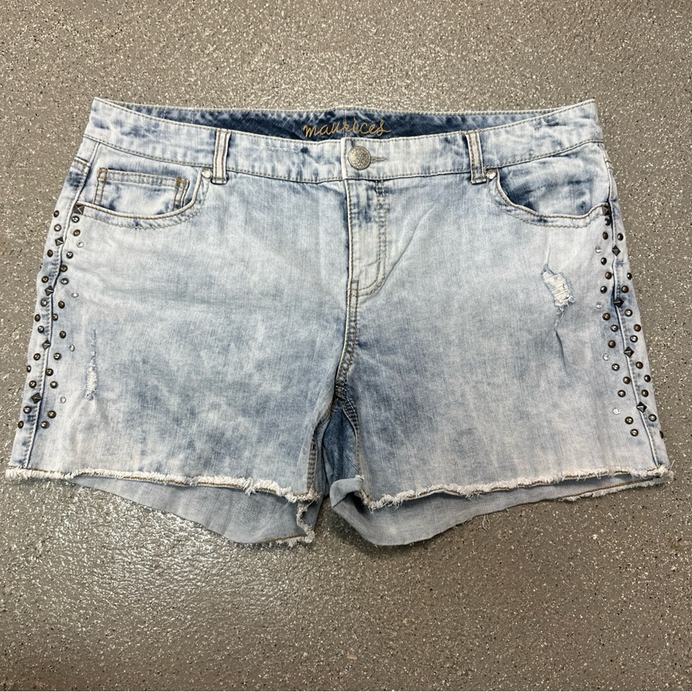 Maurices Blue Jean Shorts with Distressed Frayed Hem